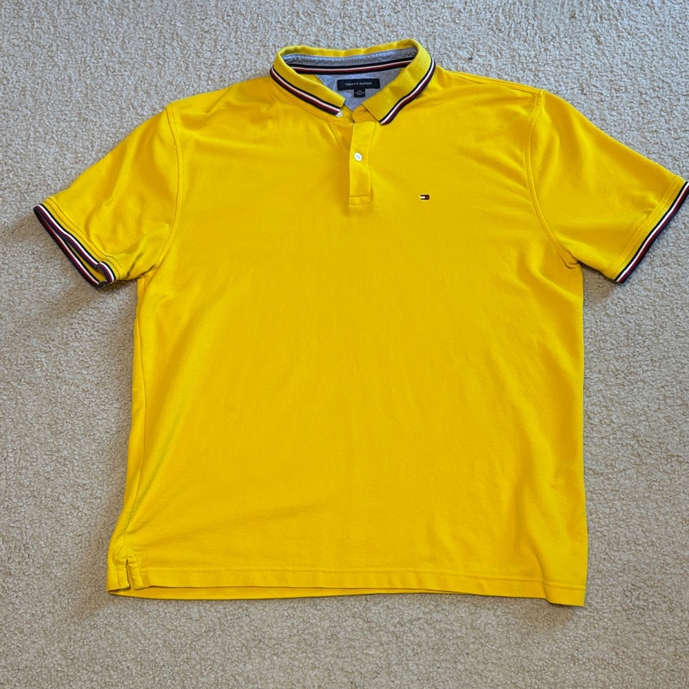 Tommy Hilfiger Men's Vibrant Yellow SS Polo Shirt, size xxl, VGUC